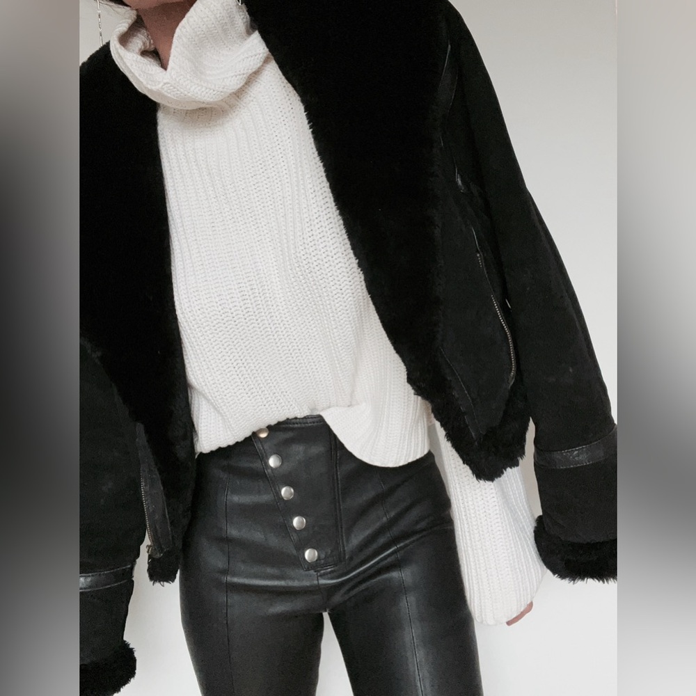 VINTAGE WILSON'S ADVENTURE BOUND LEATHER SUEDE FUR COAT JACKET AVIATOR BOMBER